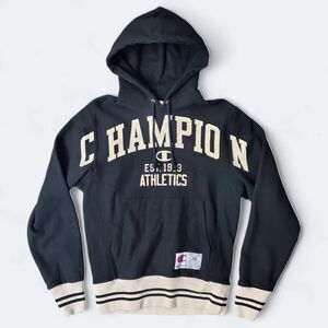 CHAMPION Sweater Adult 36 Small Black White REVERSE WEAVE Logo Spell Out Hoodie